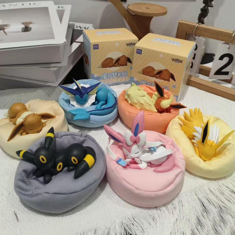 □ของแท้ Pokémon Ibrahimovic Sleeping Posture Mystery กล่องน้ํา Ibrahimovic Leaf Ibrahimovic Fairy ตุ๊กตาเครื่องประดับน่ารักรักษา+สินค้าของแท้ Baokemeng อะนิเมะ Blind Box