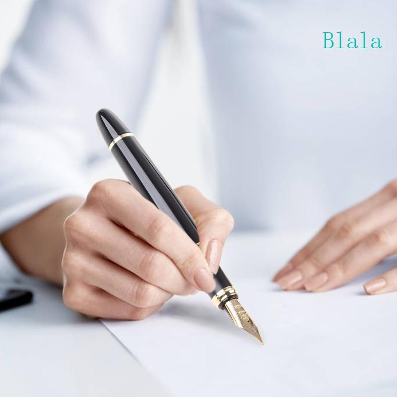 Blala Jinhao X450 Black Medium Nib Gold Trim Fountain Pen