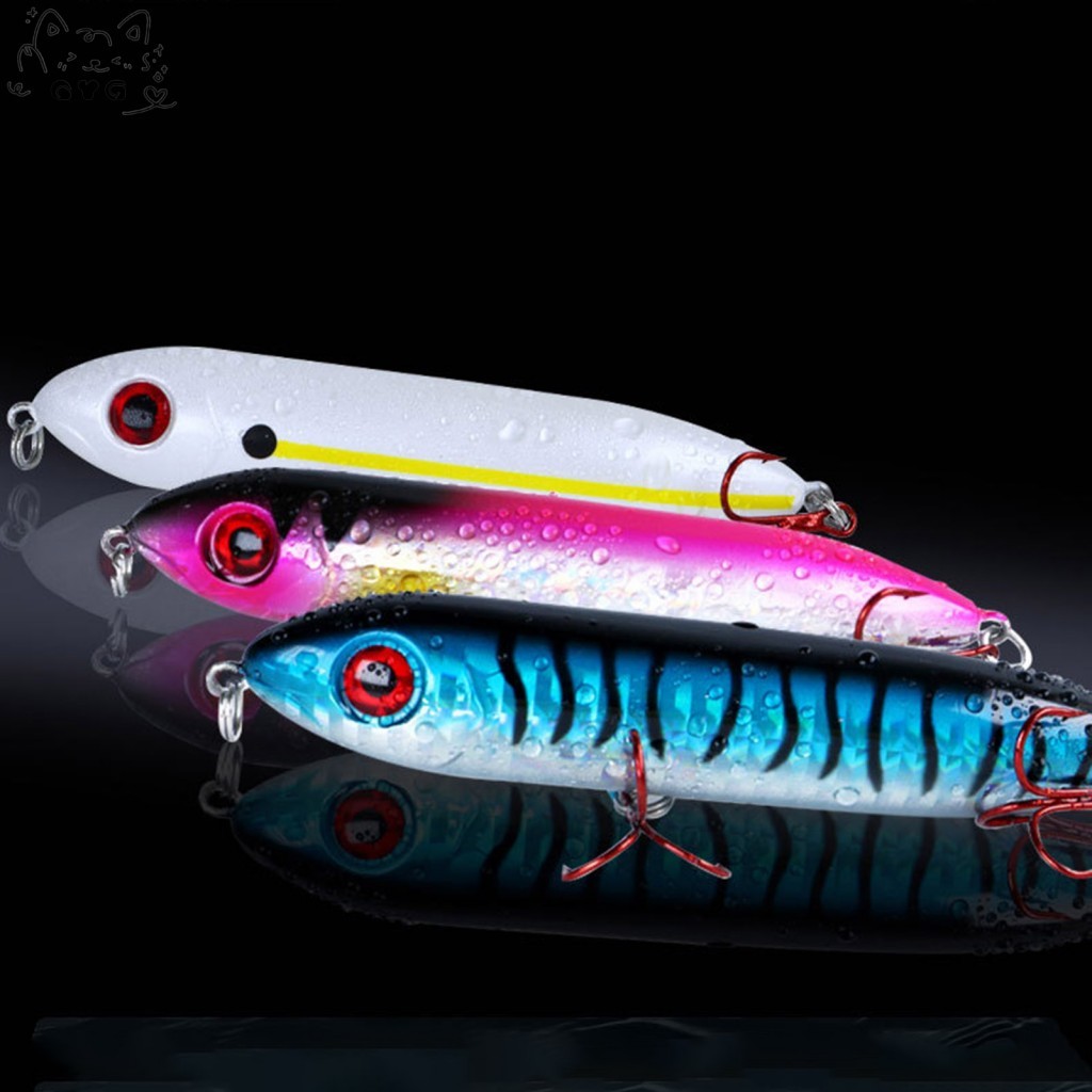 Topwater Fishing Popper Lures Topwater Pencil Lures with Sharp Hook Family Fishing Gear Accessories