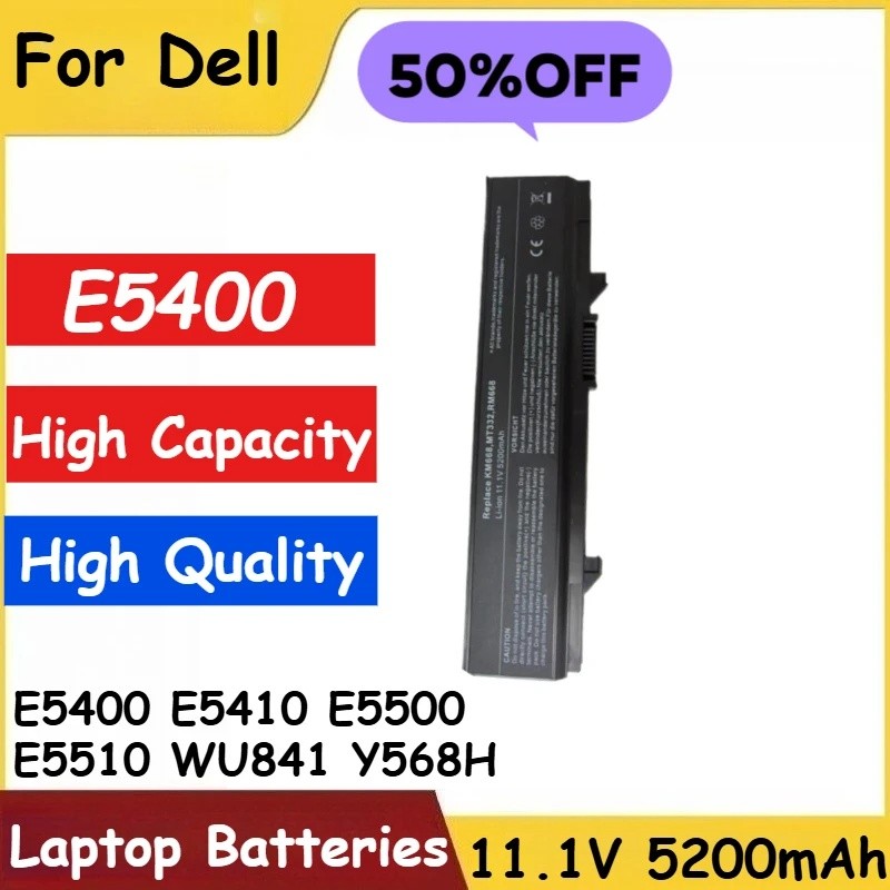 สําหรับ Dell E5400 E5410 E5500 E5510 WU841 Y568H เปลี่ยนแบตเตอรี่แล็ปท็อป E5400 11.1V 5200mAh