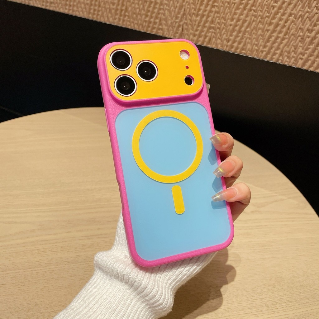 Aesthetic Dopamine MagSafe Case สําหรับ iPhone 17 16 15 Pro Max Vibrant Contrast สีน่ารักแม่เหล็กกันกระแทกฝาครอบป้องกันกล้อง