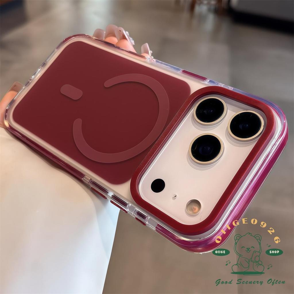 ความรู้สึกผิวฝ้าถุงลมนิรภัยแม่เหล็กเคสโทรศัพท์ iphone17 Pro Max 16 ปลอกสําหรับเคส iPhone ซิลิโคนนุ่ม TPU กันกระแทก