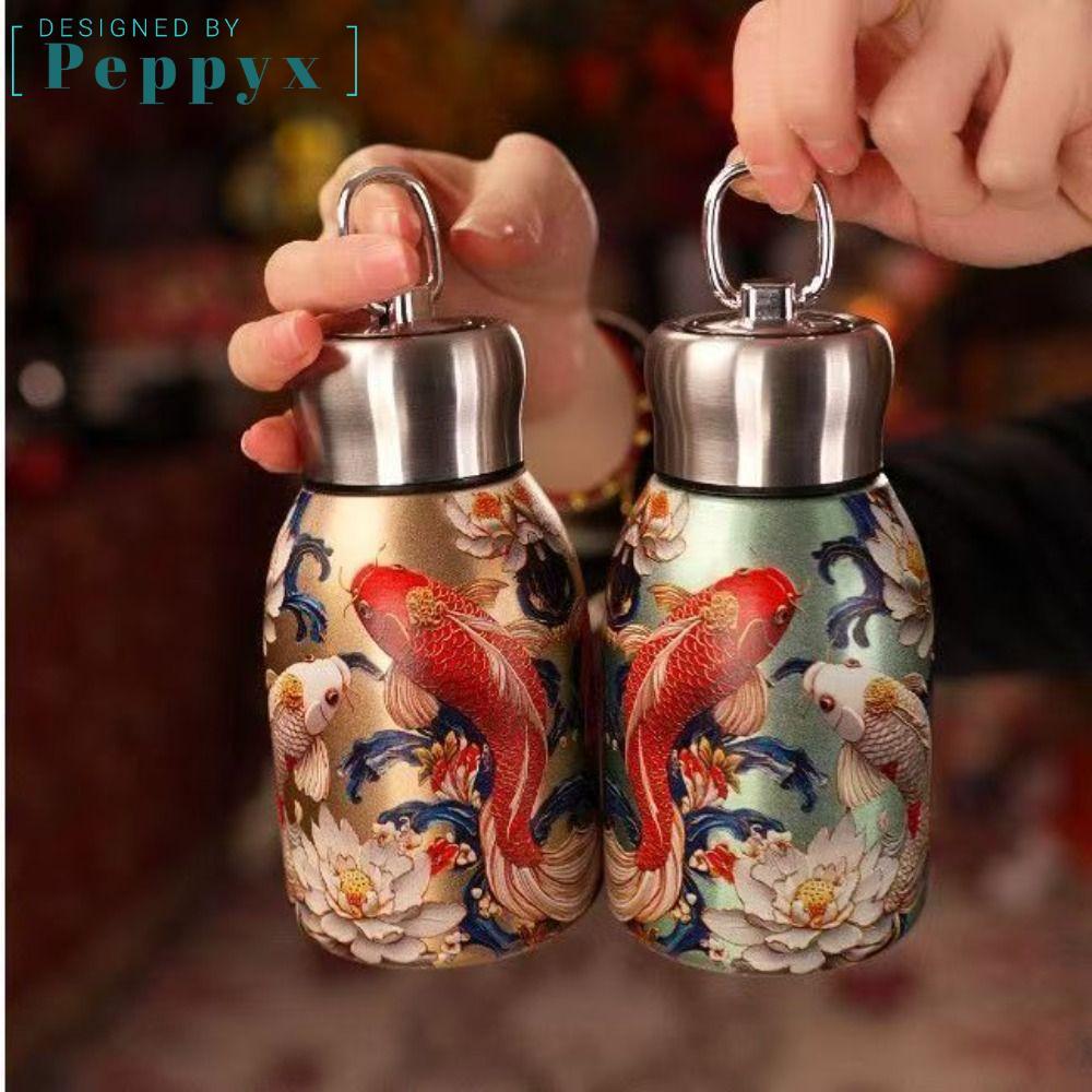ถ้วยฉนวน PEPPYX ขวดน้ําสแตนเลส 316 ป้องกันการรั่ว 300 มล. ขวดน้ําร้อนเย็นแบบพกพาที่ทนทานกีฬา