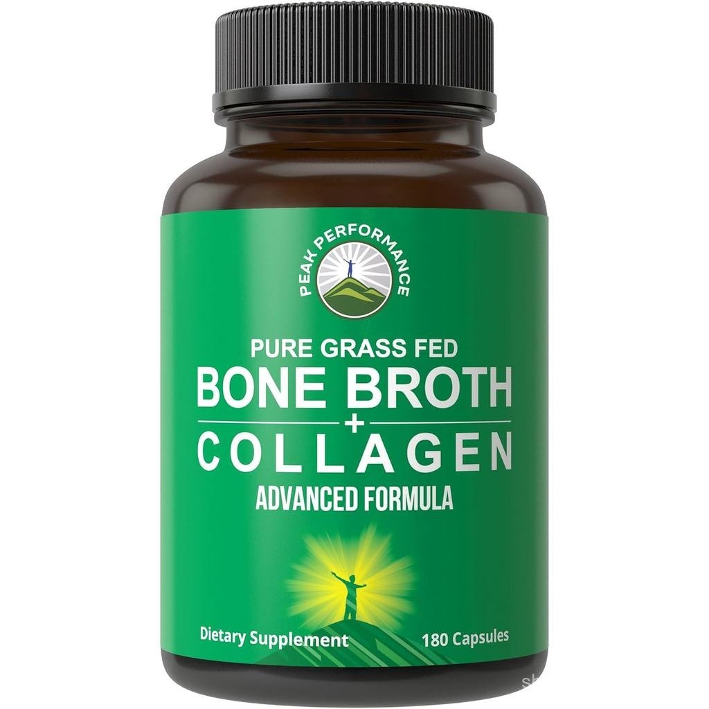 Peak Performance B Broth Collagen Capsules 180 เม็ดของ Grass Fed B Broth Collagen Protein Peptides ม