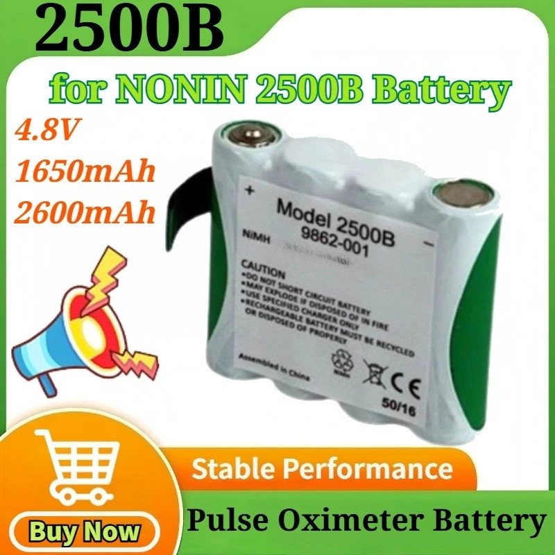 สําหรับ NONIN 2500B 4.8V 1650mAh/2600mAh Handheld Pulse Oximeter แบตเตอรี่ชาร์จ