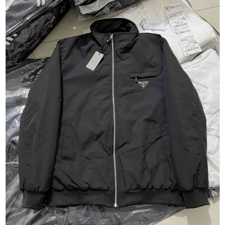 [S-5XL] แฟชั่น PRADA Lapel Jacket ไนลอนคุณภาพสูงกีฬากลางแจ้งชุดเบสบอลผู้ชาย