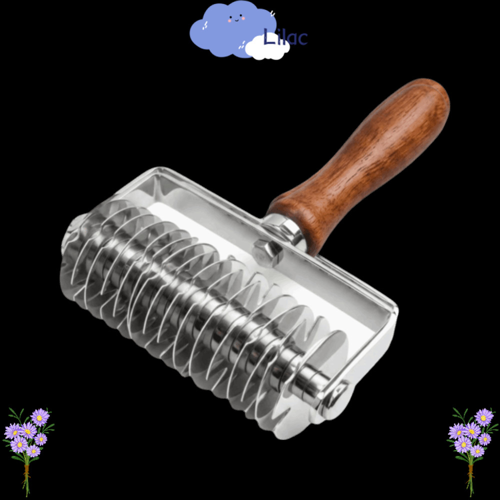 LILAC Lattice Pastry Cutter, สแตนเลสสตีลไม้ Pastry Lattice Roller Cutter,Reusable Time-Saver Non-sti
