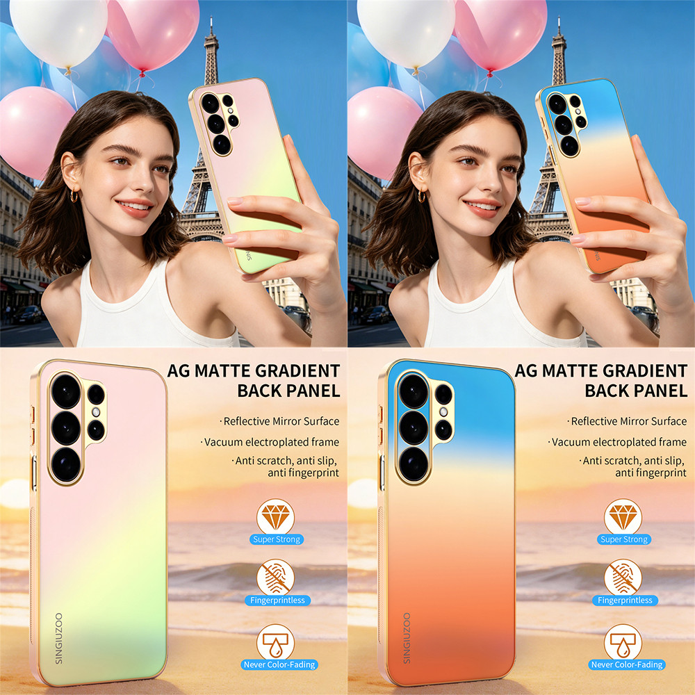 สําหรับ Samsung Galaxy S26 S25 S24 S23 FE S22 S21 Ultra Plus 5G เคสซัมซุง Case กรณีหรูหรา Chic Gradient ฝาครอบ Anti-Fingerprint กันกระแทกกล้องป้องกันโทรศัพท์ปลอก