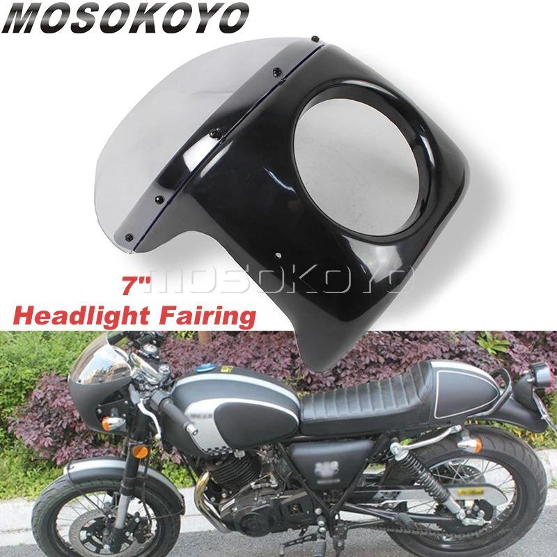 Eรถจักรยานยนต์ Cafe Racer 7 นิ้วไฟหน้า Fairing กระจกสําหรับ Harley Sportster Bobber Chopper Touring 