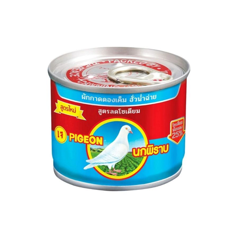 นกพิราบ ผักกาดดองเค็มสูตรลดโซเดียมฝาดึง Pigeon Pickled Mustard Green Less Na 140g.