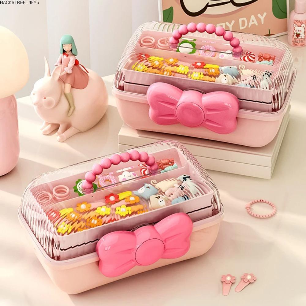 BACKSTAGEEET4FZS Hairpin Storage Box,กันน้ําหลายชั้นJewlery Box,น่ารักBowknot pp Card Storage Boxเด็