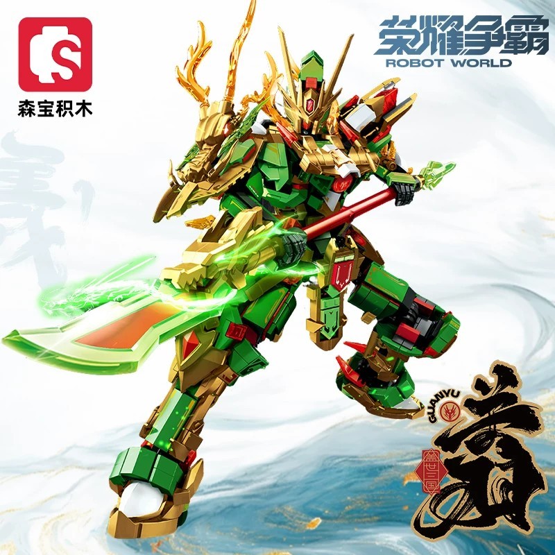 SEMBO Building Blocks Heroes of the Three Kingdoms Guan Yu Lubu Mecha Robot Model Assembly Toys