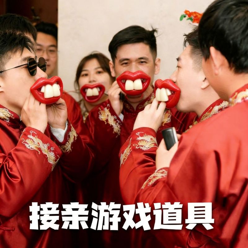 结婚整人道具接亲龅牙奶嘴游戏堵门整蛊嘴唇大牙齿迎亲新郎伴郎团2607024 Wedding prank props for the groom's reception: buck-tooth paci