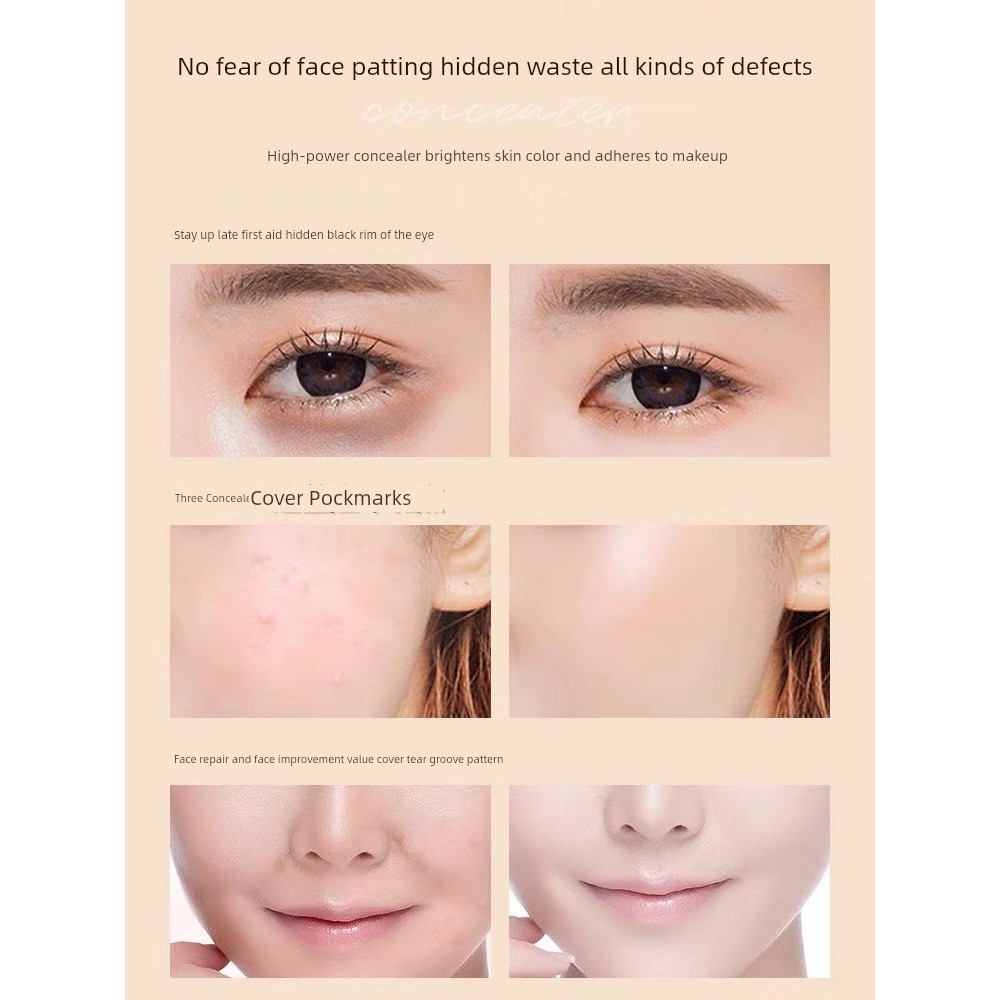 Watsons Tricolor Concealer Official Flagship Store ของแท้ฝาครอบผลิตภัณฑ์ Tattoos Spots Acne Marks Fa