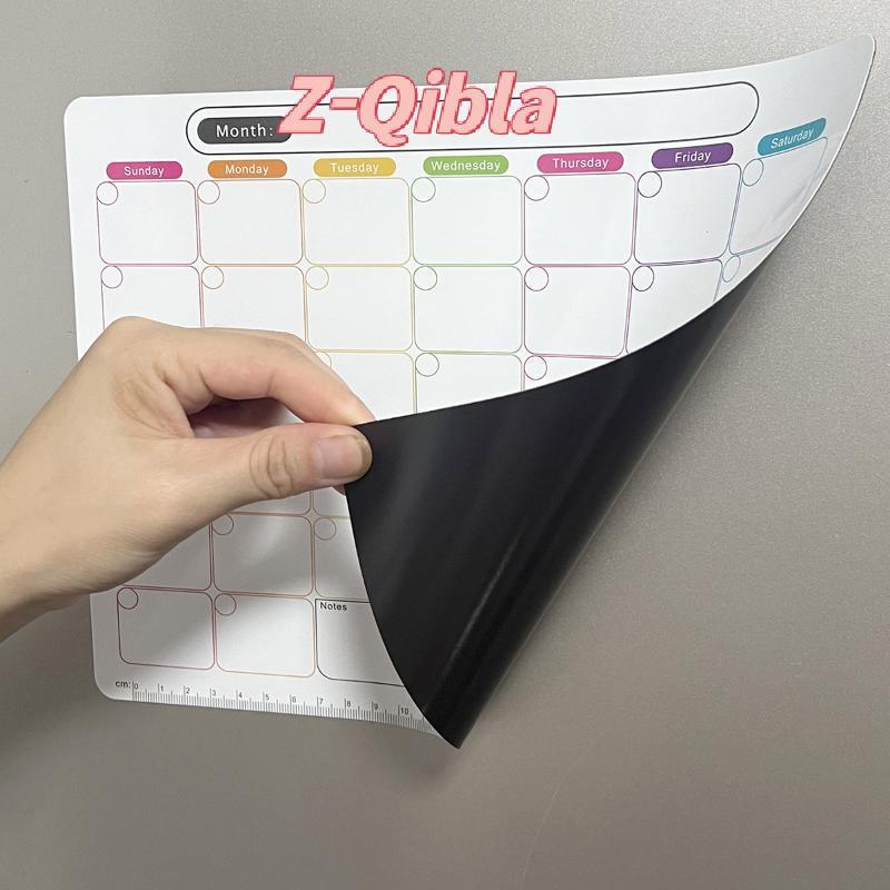 [Z-Qibla-t] ตู้เย็นแม่เหล็กแห้งลบปฏิทินวางแผนรายเดือนไวท์บอร์ดบันทึกกระดานข้อความแผ่นบันทึกห้องครัวตู้เย็นตกแต่ง