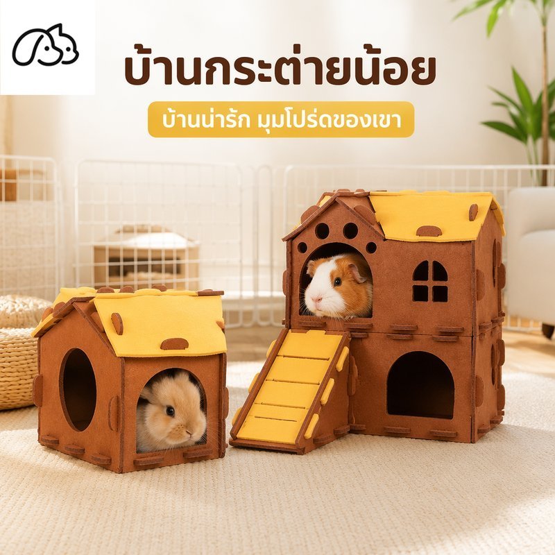 บ้านกระต่าย ผ้าสักหลาด แบบชั้นเดียว สองชั้น พร้อมทางลาด ถอดประกอบได้ ระบายอากาศ ที่ซ่อน