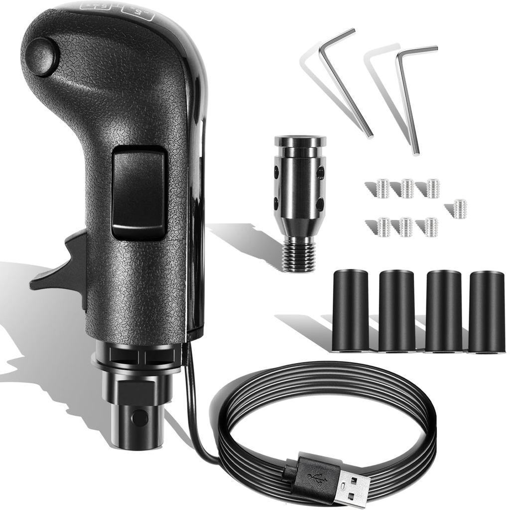 USB Truck Simulator Shifter สําหรับ ATS & ETS2 – 18-Speed Gearshift Knob พร้อมสวิตช์สูง/ต่ํา, ด้ามจั
