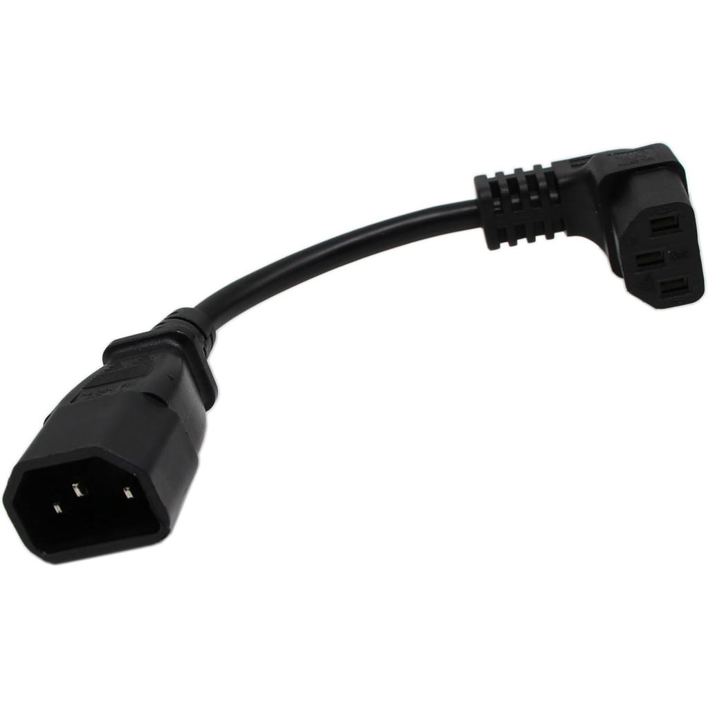Cerrxian 16 ซม. IEC 320 90 องศา C13 3 Pin หญิง C14 3 ขาชาย PDU แหล่งจ่ายไฟสายไฟสําหรับคอมพิวเตอร์ LE
