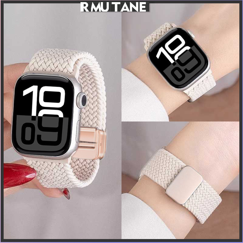 สายรัดไนลอนแม่เหล็กสำหรับ for Iwatch Ultra 4 3 2 Series 12 11 10 9 8 7 6 5 SE 3 2 49 45 42 46 44 41 40 มม