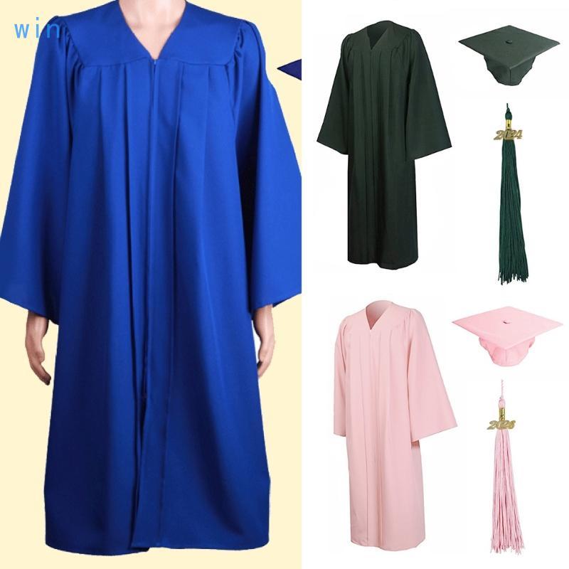 Win Graduation Caps Gowns with Tassels Set 2024 สําหรับโรงเรียนมัธยมวิทยาลัยสําเร็จการศึกษา