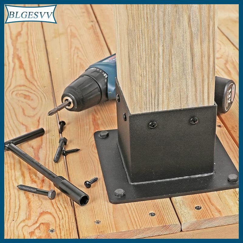 Blg ขายึดโลหะสีดําชนิดหนักอเนกประสงค์กลางแจ้ง Pergolas Deck Railing Support
