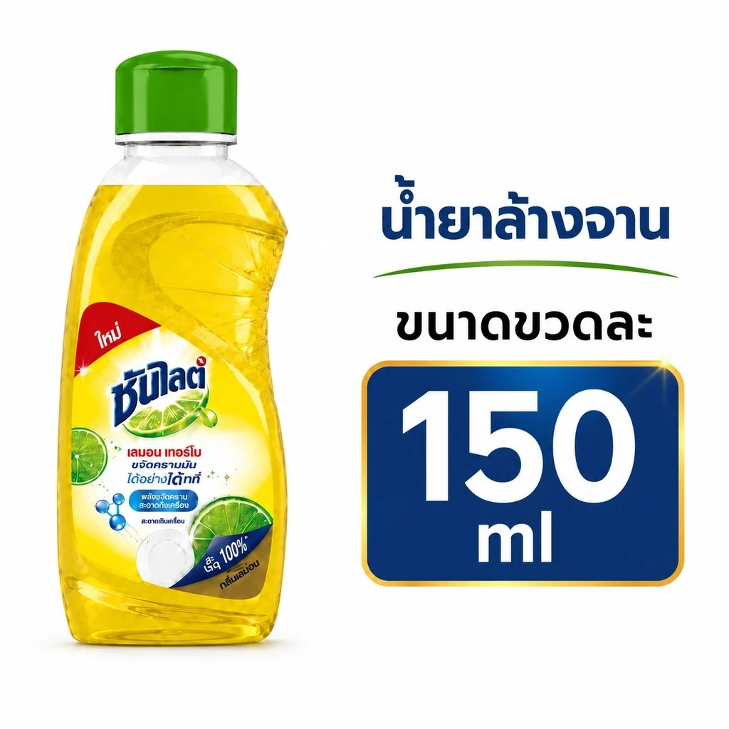 ซันไลต์ เทอร์โบ เลมอน น้ำยาล้างจาน 150 มล. x1 ขวด