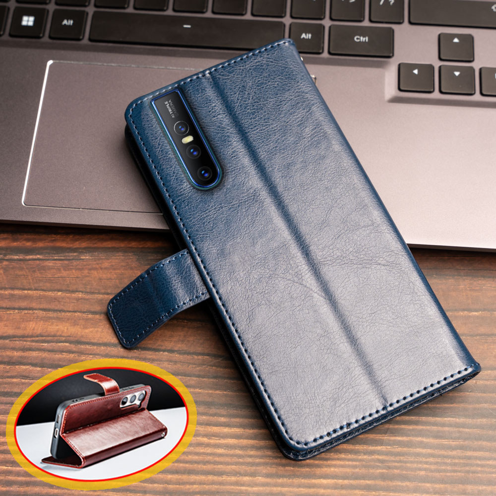 สําหรับ Vivo V15 Pro 1818 กระเป๋าสตางค์หนังคลาสสิกวินเทจ Folio Case Flip Notebook สไตล์ฝาครอบแม่เหล็กปิด Kickstand ช่องใส่การ์ด