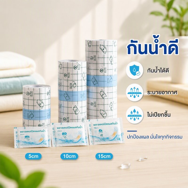 กันน้ําแผลรวมทั้งการตกแต่งเทปฟิล์ม ปู่ ม้วนโปร่งใสระบายอากาศยืดหยุ่นป้องกันผิว 5ม