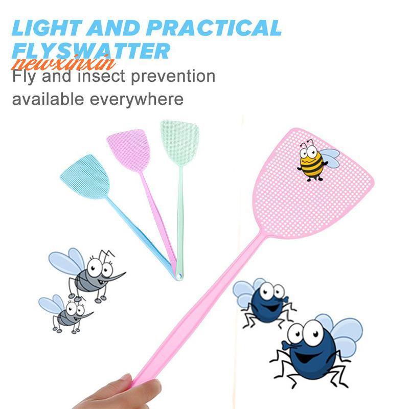[NT-t] Thi Handle Plastic Fly Swatter Large Unbreakable Hand ดําเนินการยาวทนทานยุง Zapper สําหรับ Ho