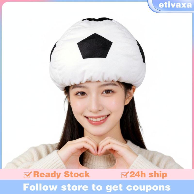 [Etivaxa] Futbol Sphere Hat Elastic Fit Soft Futbol Headwear Photo Prop Global Tournament Fan Hat สํ