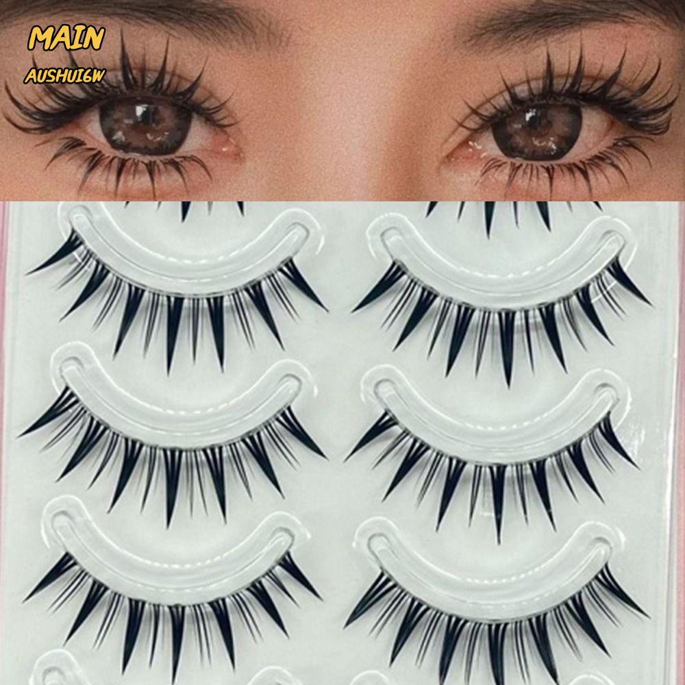 MAINAUSHUI6W 5 คู่มังงะอะนิเมะ Lashes, ญี่ปุ่นคอสเพลย์ Dramatic ขนตาปลอม, 5 คู่แพ็ค Faux Mink หนาตุ๊