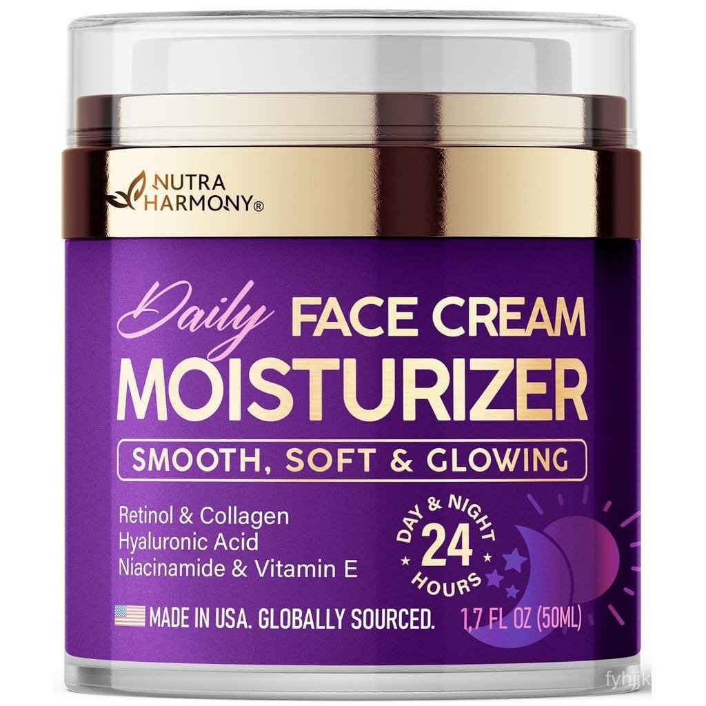 เฟซมอยส์เจอร์ไรเซอร์-คอลลาเจน|เรตินอล|ไฮยาลูโรนิค อะซิด|VitsC&E,1.7oz|Day&NightFace-ooth,St&Glowing-