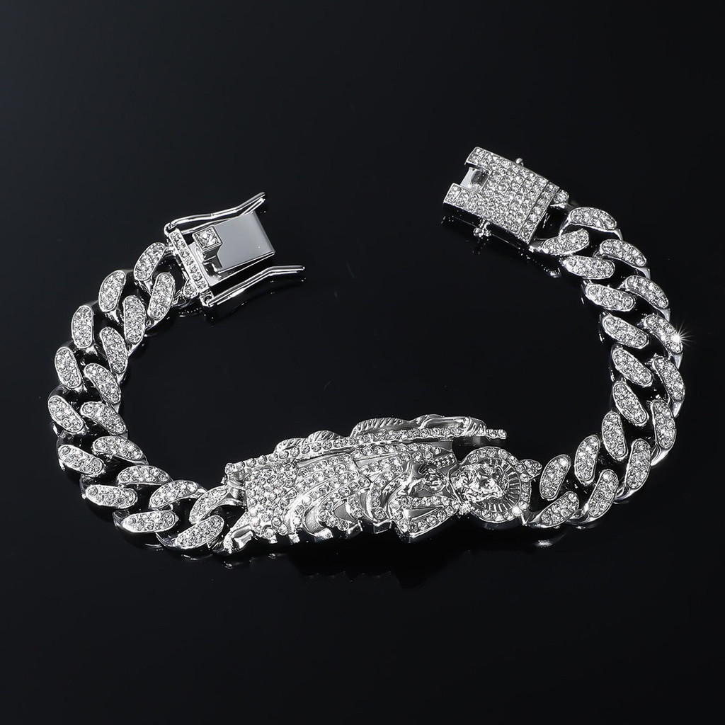 MS San Judas Bracelet San Judas San Judas Cuban Chain American Hip Hop Full Diamond hiphop Men Brace