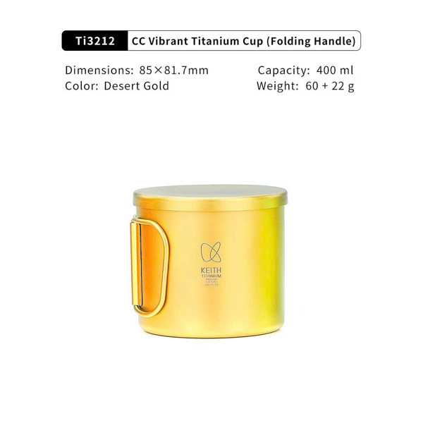Radiant Spectrum Keith Titanium Ti3212 Titanium cup 400ml - Desert Gold [นําเข้าแท้]