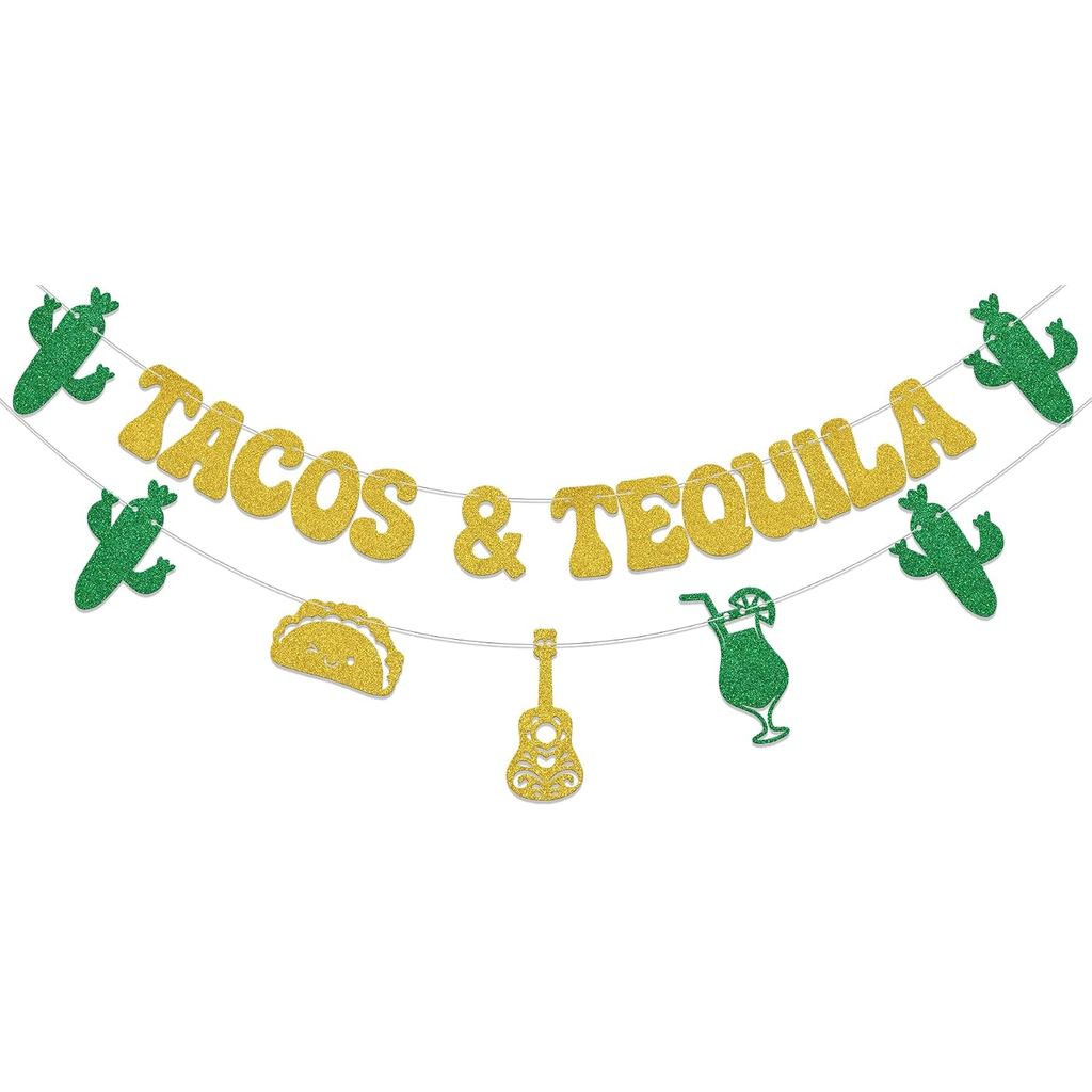 Tacos & Tequila แบนเนอร์, ป้ายตกแต่งงานเลี้ยงวันเกิดสําหรับ Tacos & Tequila Fiesta อุปกรณ์ตกแต่งงานป