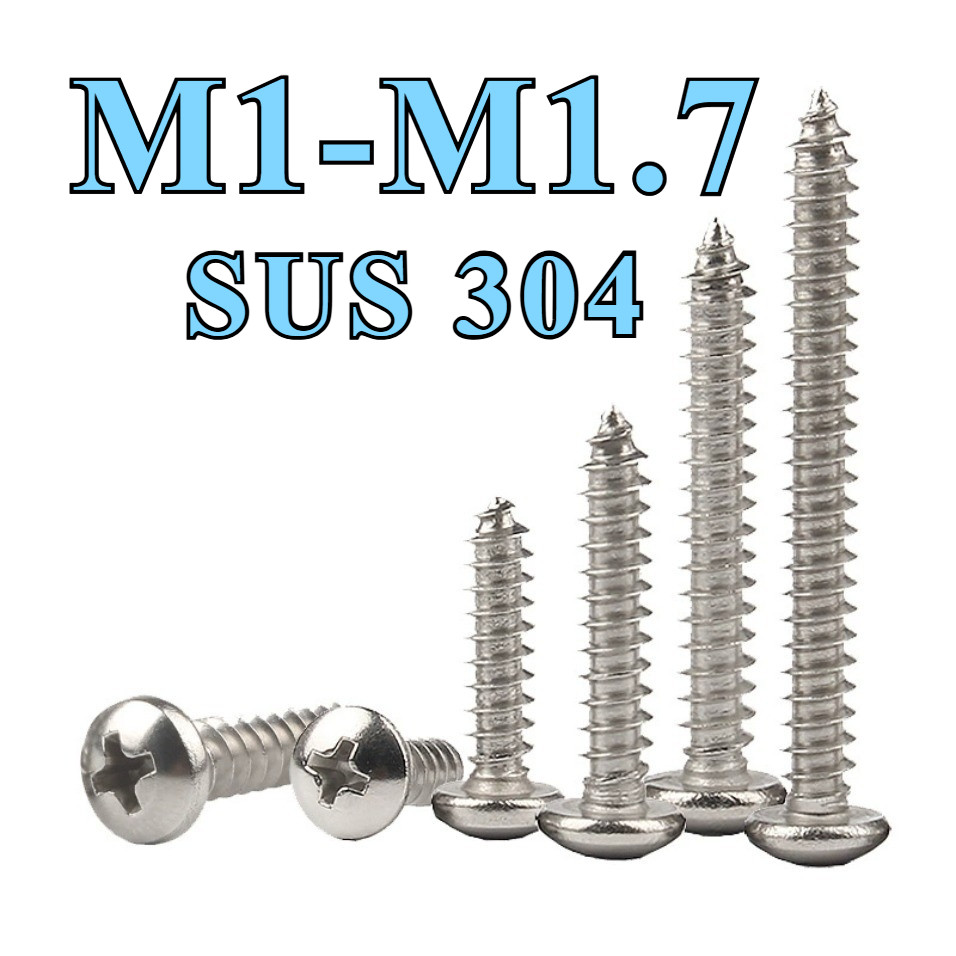 304 สแตนเลสสตีลรอบหัว Self Tapping สกรู Phillips Pan หัวไม้สกรูสําหรับเฟอร์นิเจอร์ DIY Home Repair ฮ