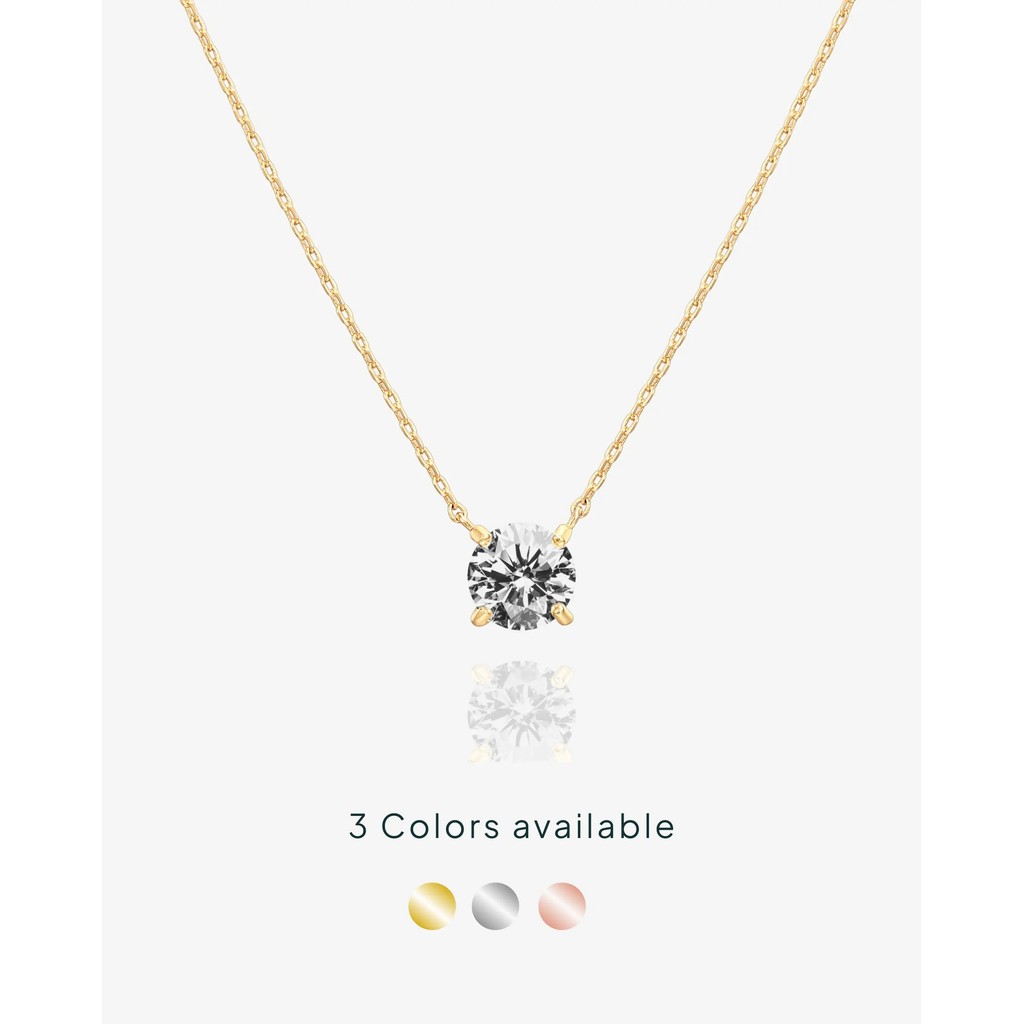 PAOI1.5 กะรัตZirconสร้อยคอจี้เดี่ยว-14K Gold-Platedสร้อยคอ-Zirconคริสตัล-Hypoallergenic Goldเครื่องป