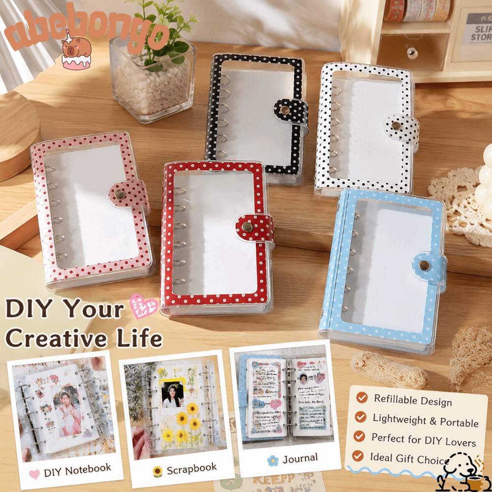 ABEBONGONY A7 Binder Cover, A7 Polka Dot Binder, Multi-functional PVC Photocard Holder อัลบั้ม Shell