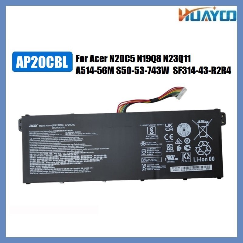 ★53Wh AP20CBL Notebook Battery for Acer Aspire 5 A515-45 Swift SF314 R5-5500U Chromebook 512 C852 51