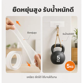 🔥พร้อมส่งในไทย🔥3m เทปกาวนาโน แบบสองหน้า เหนียวแข็งแรง ใส เทปกาวกันน้ําแบบใช้ซ้ําได้