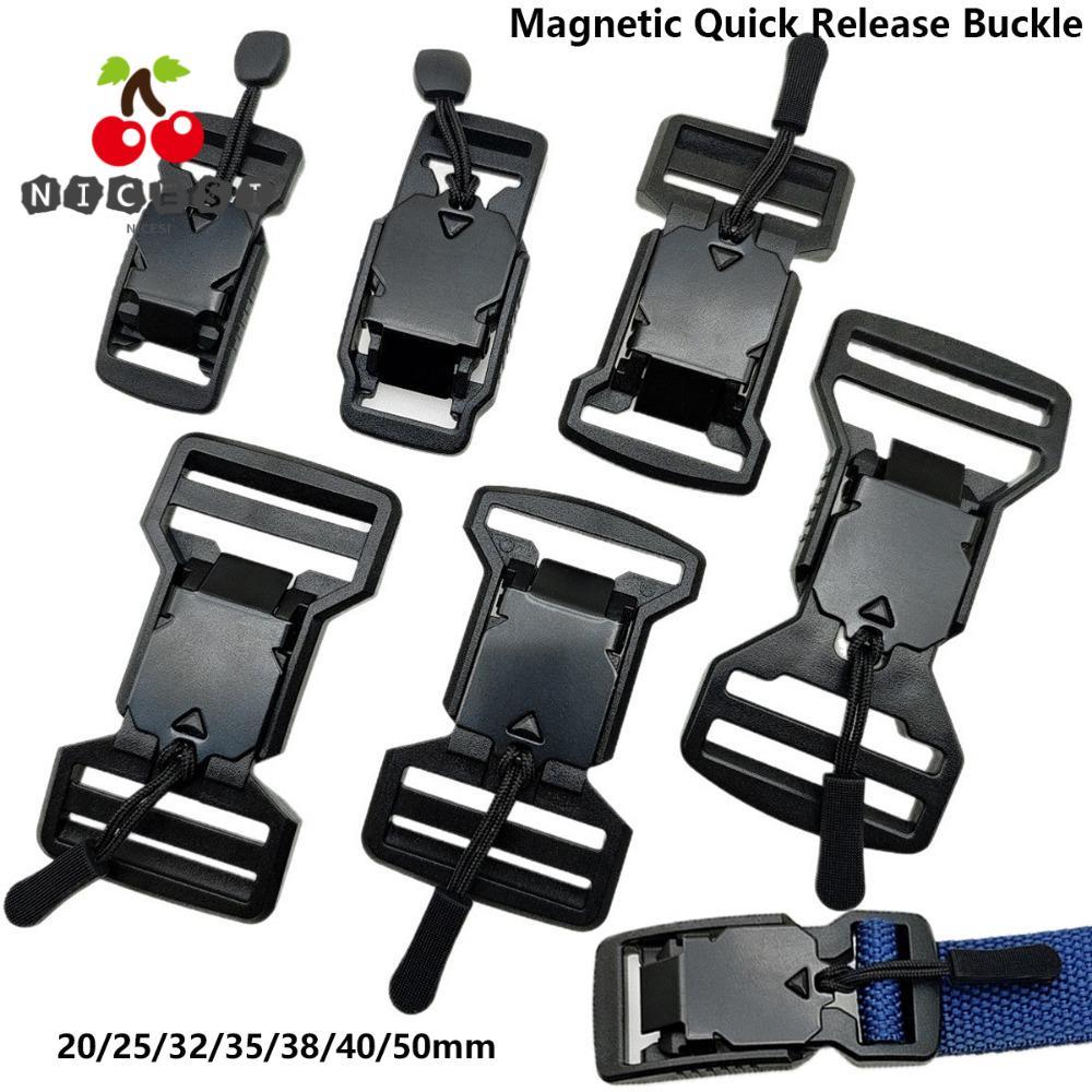NICESI Magnetic Release Buckle, 20mm 25mm 32mm 38mm เข็มขัดทํางานสีดํา, พลาสติกพร้อมที่จับ Quick Sid