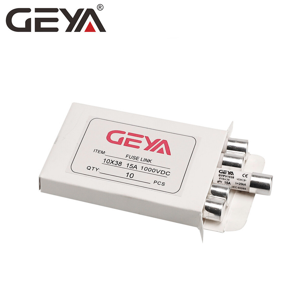 GEYA PV-FUSE พลังงานแสงอาทิตย์ PV 10PCS ฟิวส์ 1/2P ผู้ถือ DC1000V ป้องกัน 6/10/12/15/20/25/30Amp 10*