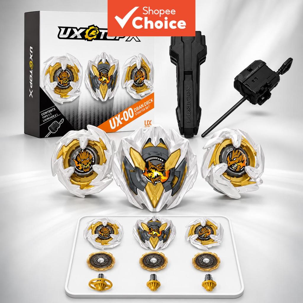 UX-00 Dran Deck Starter ชุด UX-10 Xtreme Launcher LED Grip โลหะ Battle Top ของเล่นสําหรับชายเด็ก