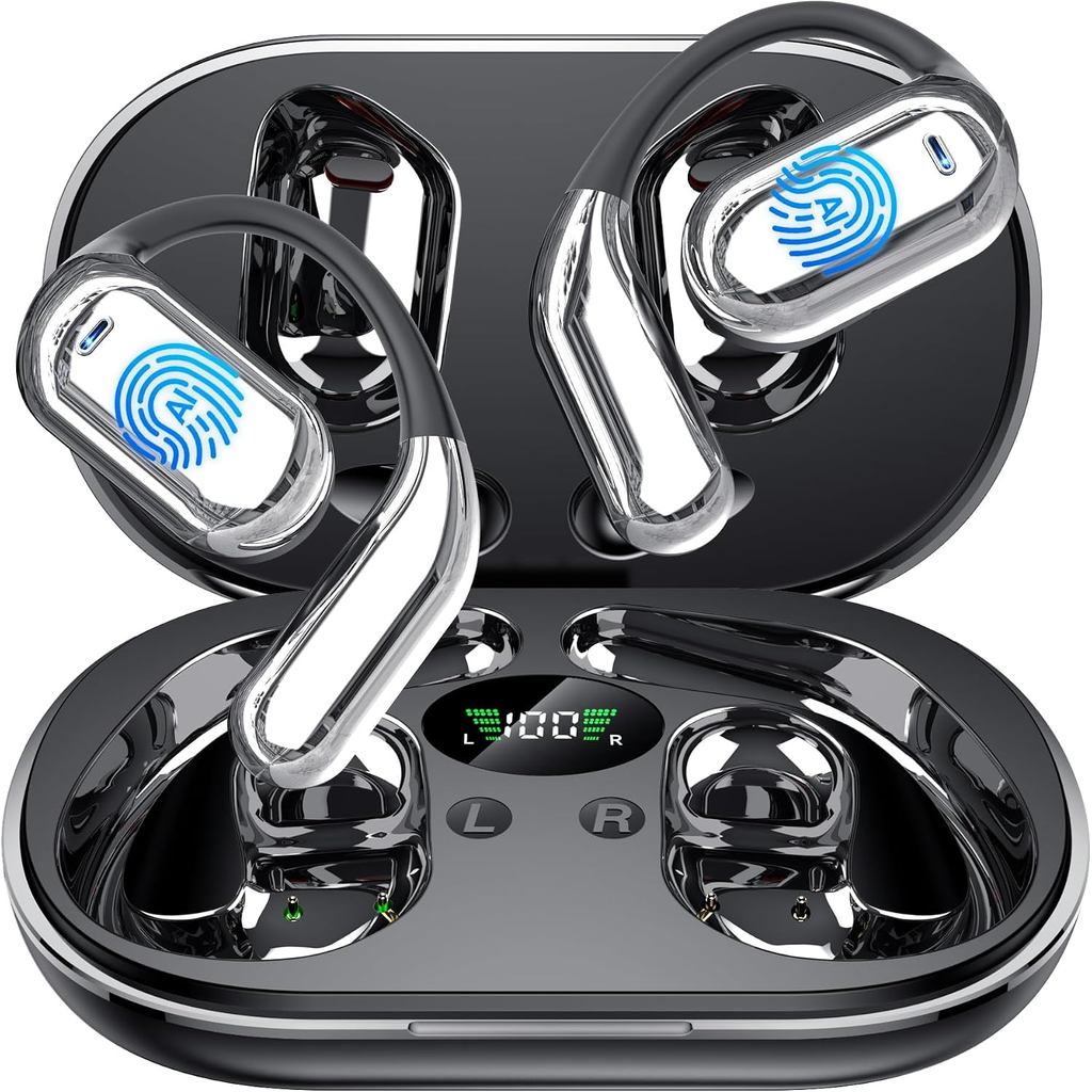 AI Translator Earbuds Real-Time, 3-in-1 Ultra Open Ear Bluetooth Headphone Translator 144 ภาษาและสํา