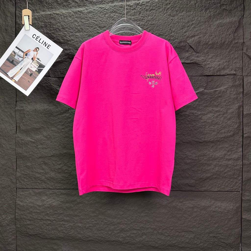 Chrome Hearts/Chrome Hearts ผู้ชายผู้หญิงเสื้อยืดพิมพ์ลายเสื้อยืดลําลองเสื้อยืด Retro UJSE
