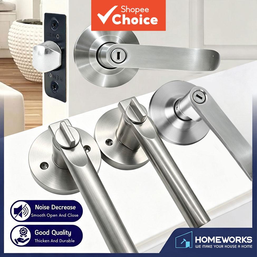 Tubular Lever ล็อคประตู HM-5210 ปรับ Latch เงินสีดําสีเทา Home Security ชุด