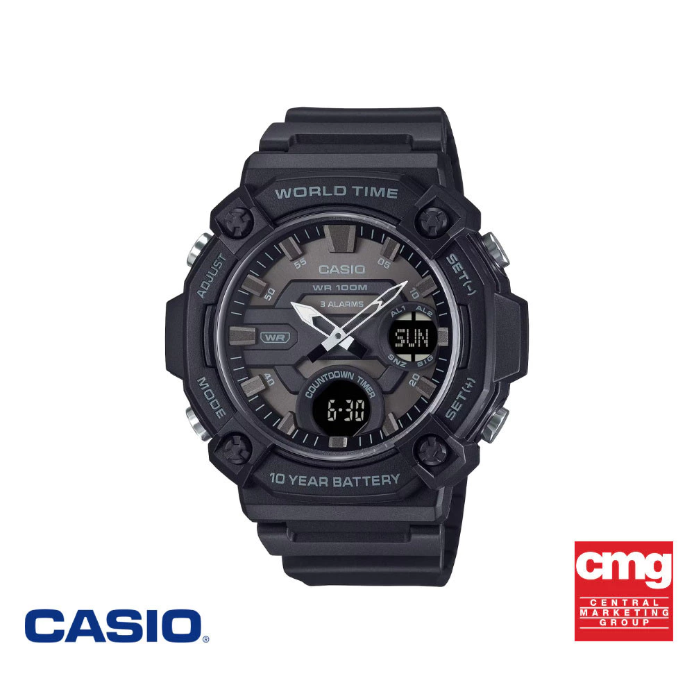 CASIO นาฬิกาข้อมือ CASIO รุ่น AEQ-120W-1BVDF สายเรซิ่น สีดำ