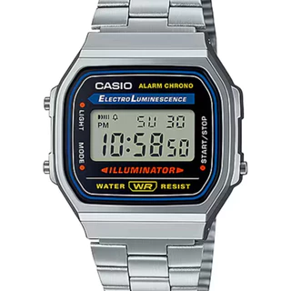 CASIO นาฬิกาข้อมือ CASIO รุ่น A-168WA-1Q วัสดุสเตนเลสสตีล สีเงิน