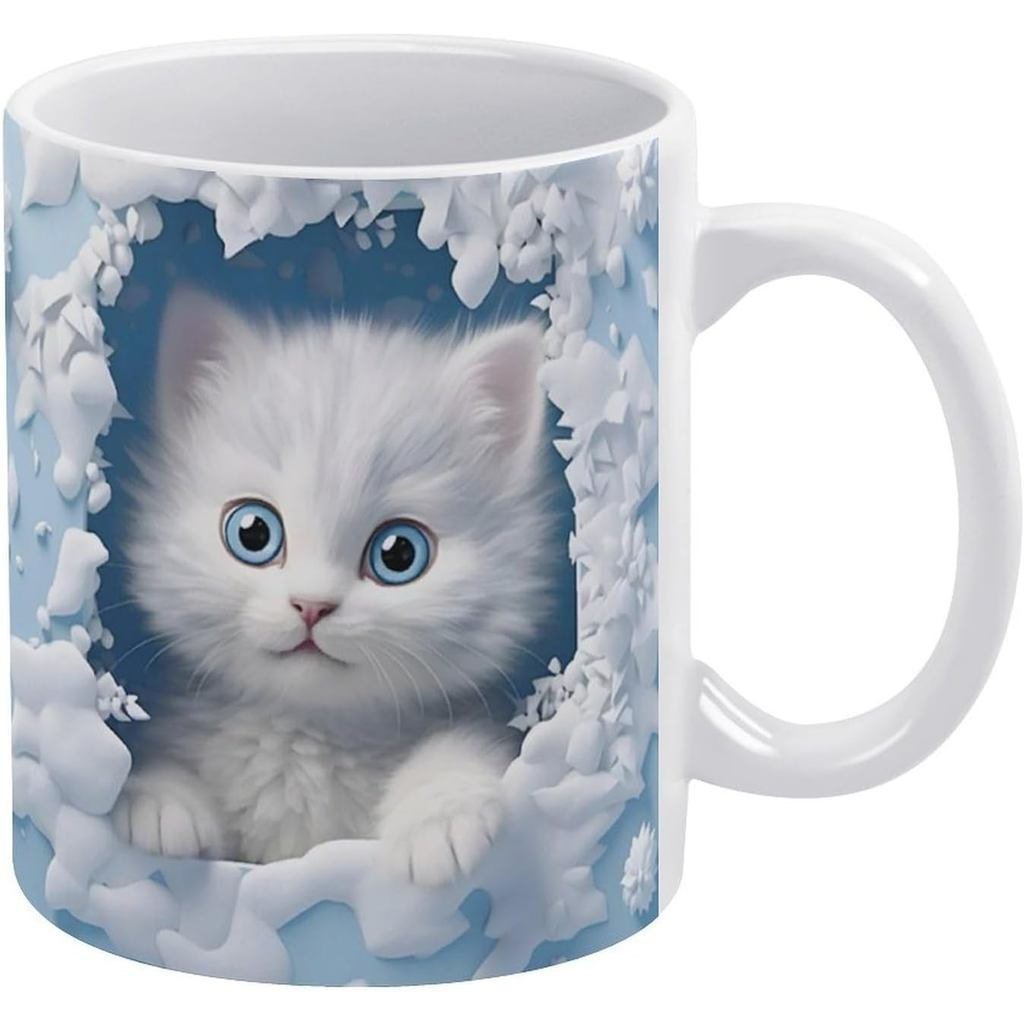 3D Kitten Wall Hole Blue Mug-Snow Cup-น่ารัก 3D Couple Cup-Club Cup-คริสต์มาสวันแม่ของขวัญวันเกิดวัน