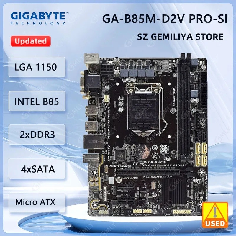 Gigabyte GA-B85M-D2V PRO-SI เมนบอร์ด LGA 1150 Intel B85 รองรับ i7-4790 4770T 4570 4130 cpu DDR3 32GB
